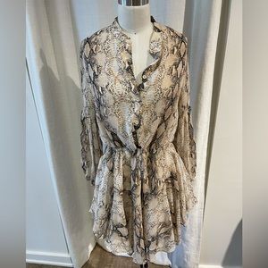 Beige/nude Snakeskin short flowy dress